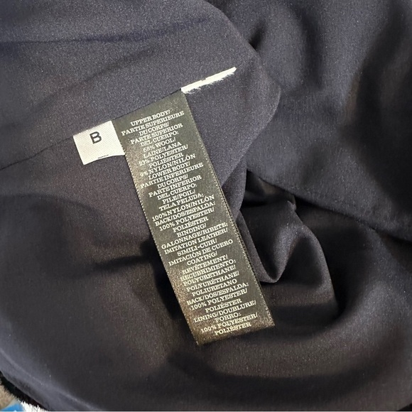 Ann Taylor Wool Coat Faux Fur Faux Leather Tiered Navy Blue Black XL - Picture 9 of 11